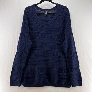 GAP Sweater Womens Size 2XL Striped Jacquard Jumper Long Sleeve Pullover Blue
